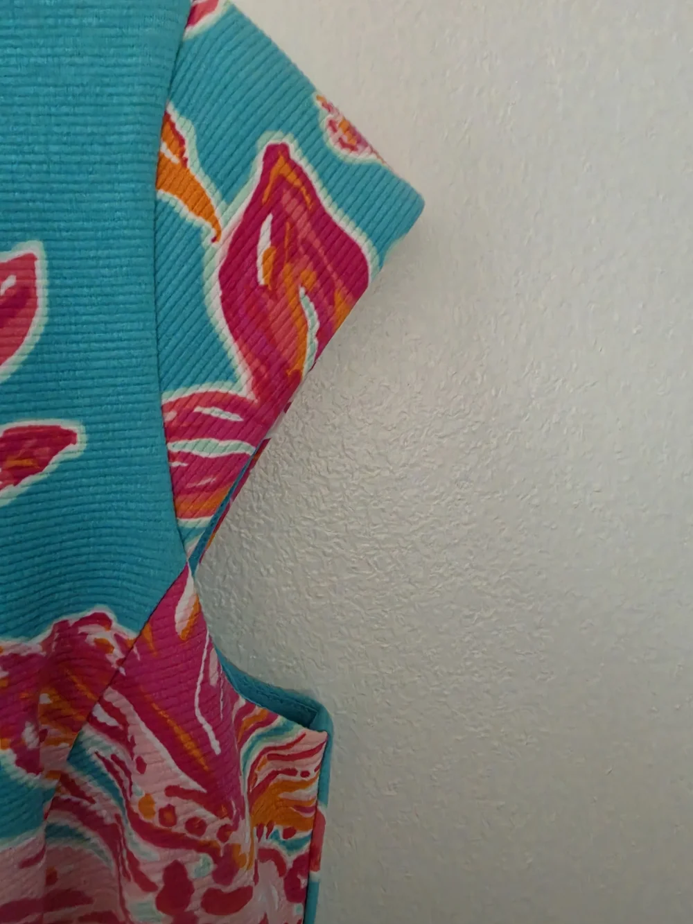 Lilly Pulitzer Turquoise Floral Cap-Sleeve Mini Dress with Pink & Orange Blooms - Picture 3 of 8
